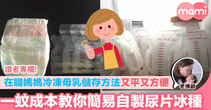 【在職媽媽冷凍母乳儲存方法 又平又方便  一蚊成本教你簡易自製尿片冰種】 