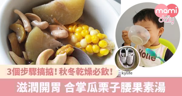 【湯水食譜】滋潤開胃 合掌瓜栗子腰果素湯