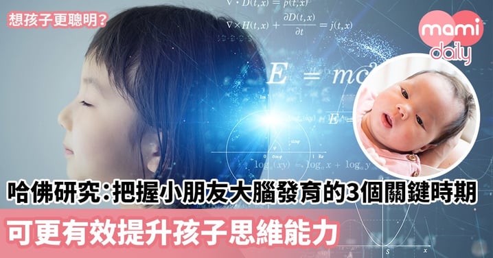 【無限可能】想孩子更聰明？哈佛研究：把握小朋友大腦發育的3個關鍵時期　可更有效提升孩子思維能力