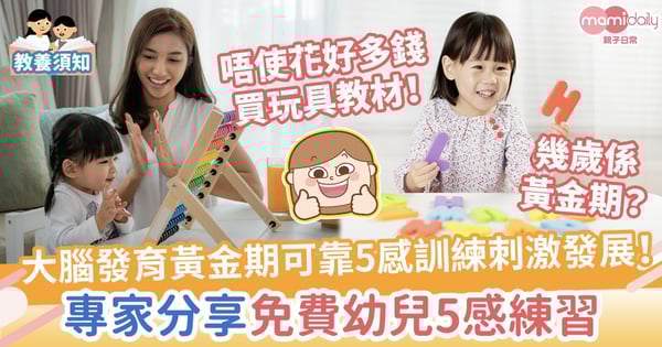 【大腦發展】3歲前是幼兒大腦發育黃金時期　可靠5感訓練刺激發展！專家分享免費幼兒5感學習
