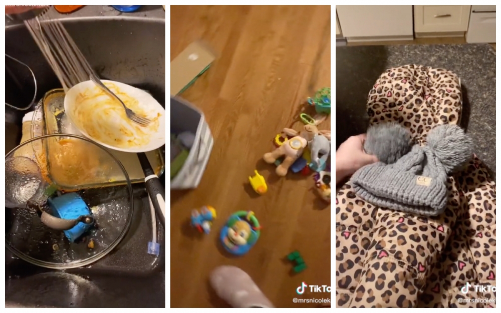 晚上時段，Nicole則會整理及清洗碗盤，收拾客廳等。