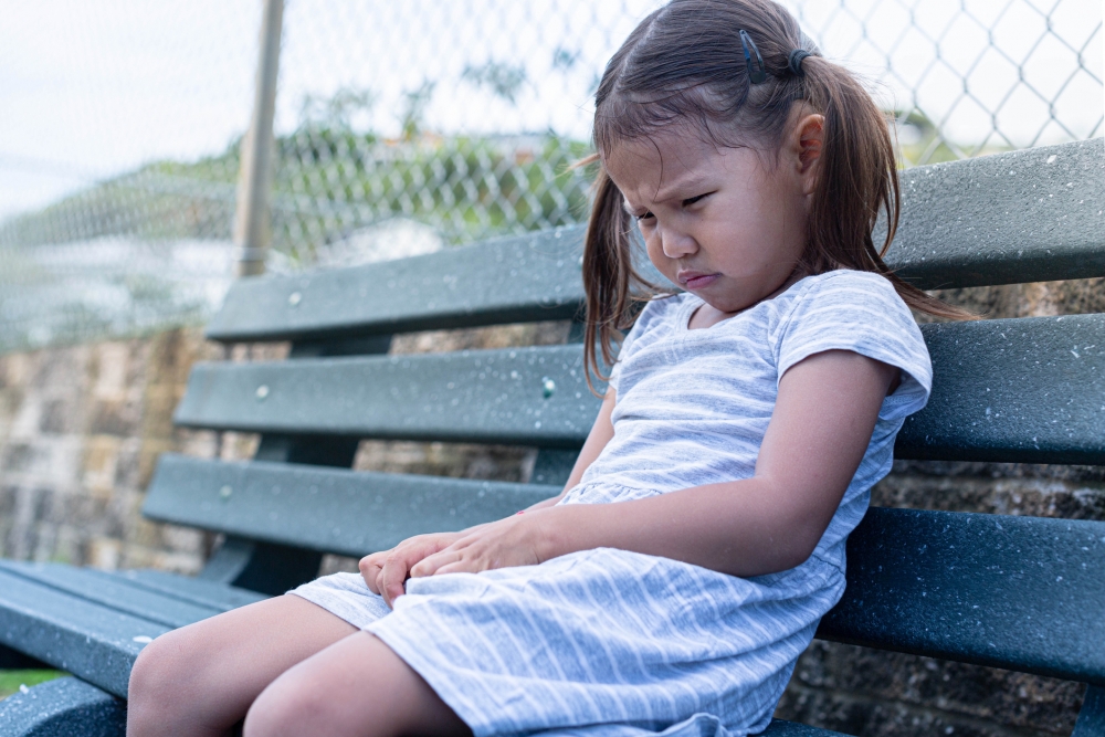 5歲小姪女因為疼痛大哭。