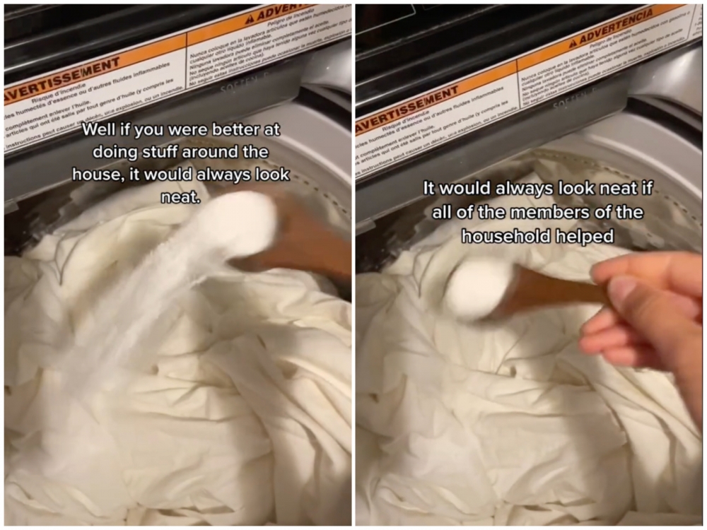 丈夫嘴欠要求妻子再努力一些，以維持家中整潔。