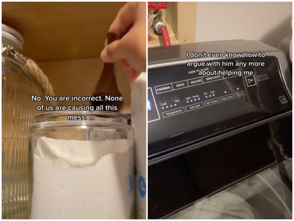 老婆對於丈夫的說辭無力辯解。