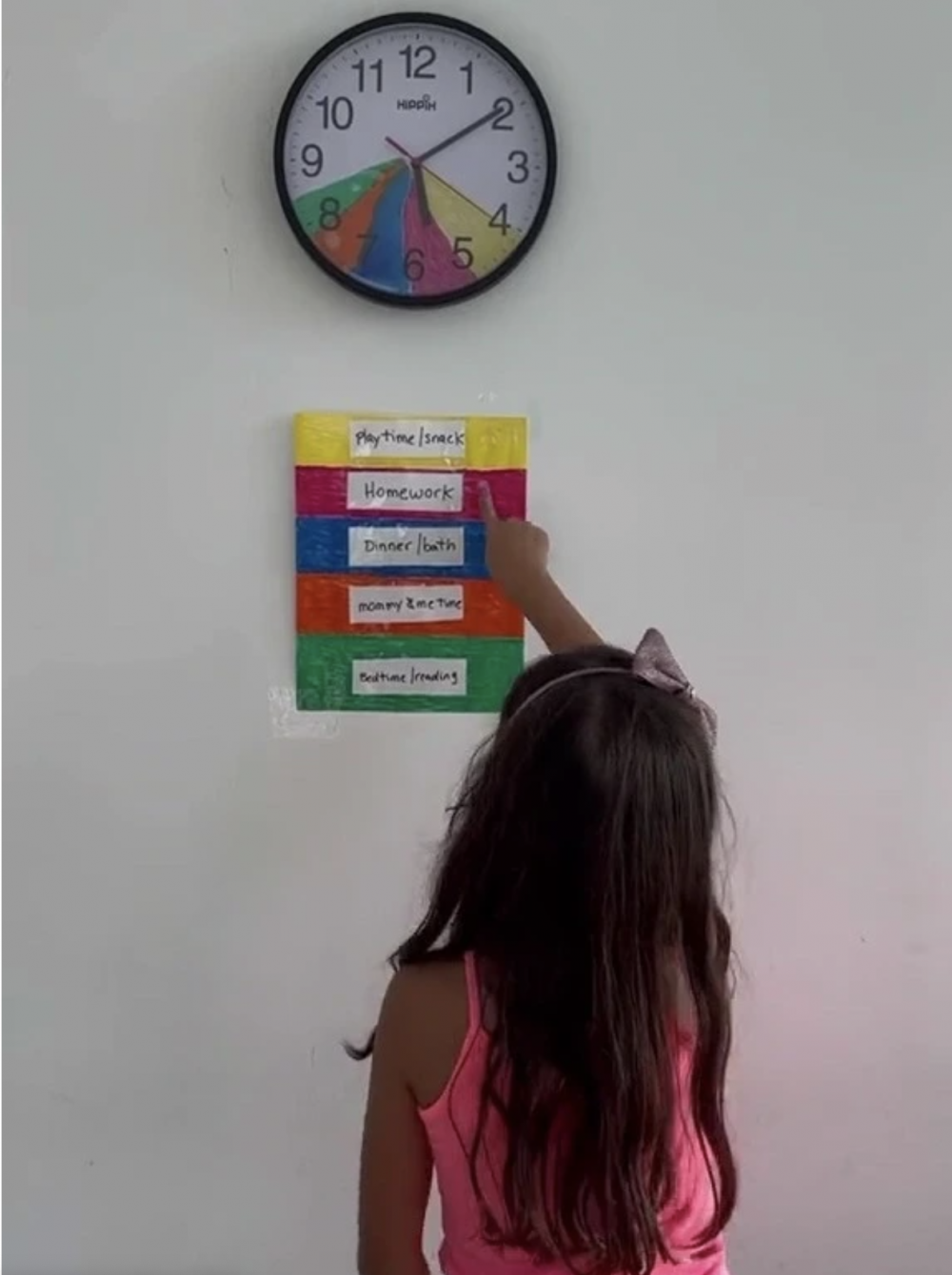 女兒樂於執行時間表上的安排。