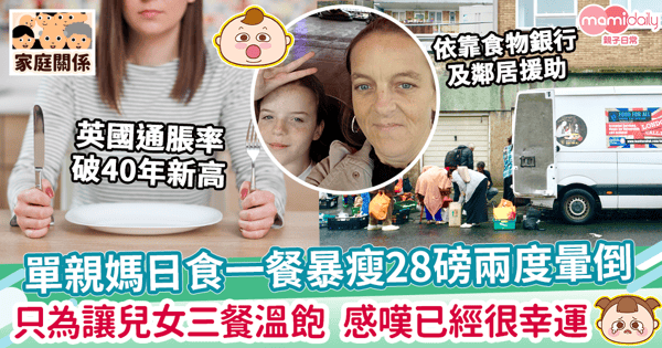 【抗通脹】單親媽日食一餐暴瘦28磅兩度暈倒 只為讓兒女三餐溫飽 感嘆已經很幸運