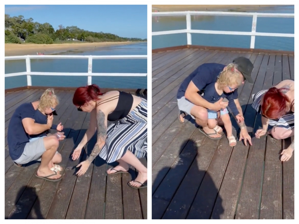 畫面正好拍攝到戒指意外掉入海中一瞬間。