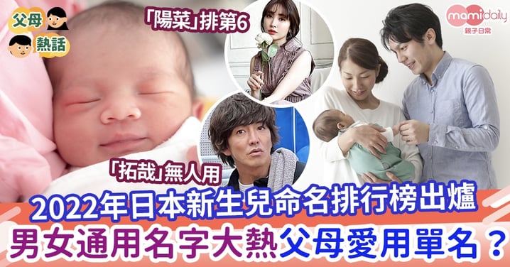 【改名】2022年日本男女新生兒命名排行榜出爐 父母越來越愛用單名字