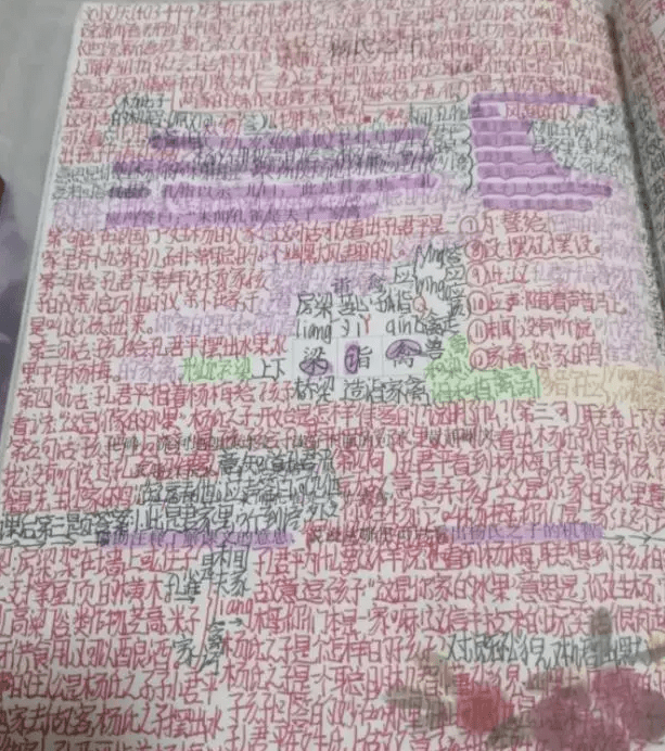 兒子的筆記本全是密密麻麻、五顏六色的文宇