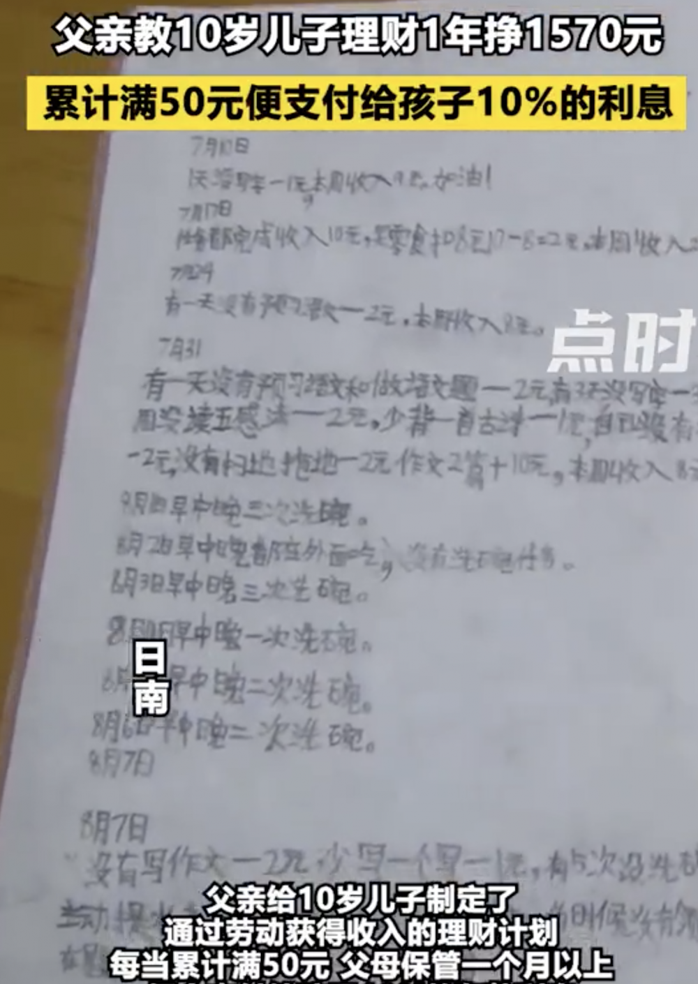 對於曾做的項目，兒子都細心每項記了下來。