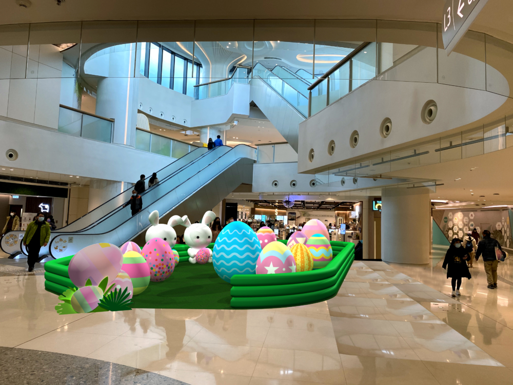 屆時逾百張色彩鮮艷的復活蛋貼紙將散佈於 3 個商場的不同角落，只要用指定app掃描即可兌換獎品。