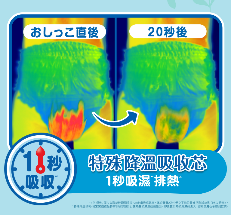 Pampers Ichiban吸濕~排熱^拉拉褲 能夠1秒吸濕~ 排熱^,令BB肌膚倍感乾爽。