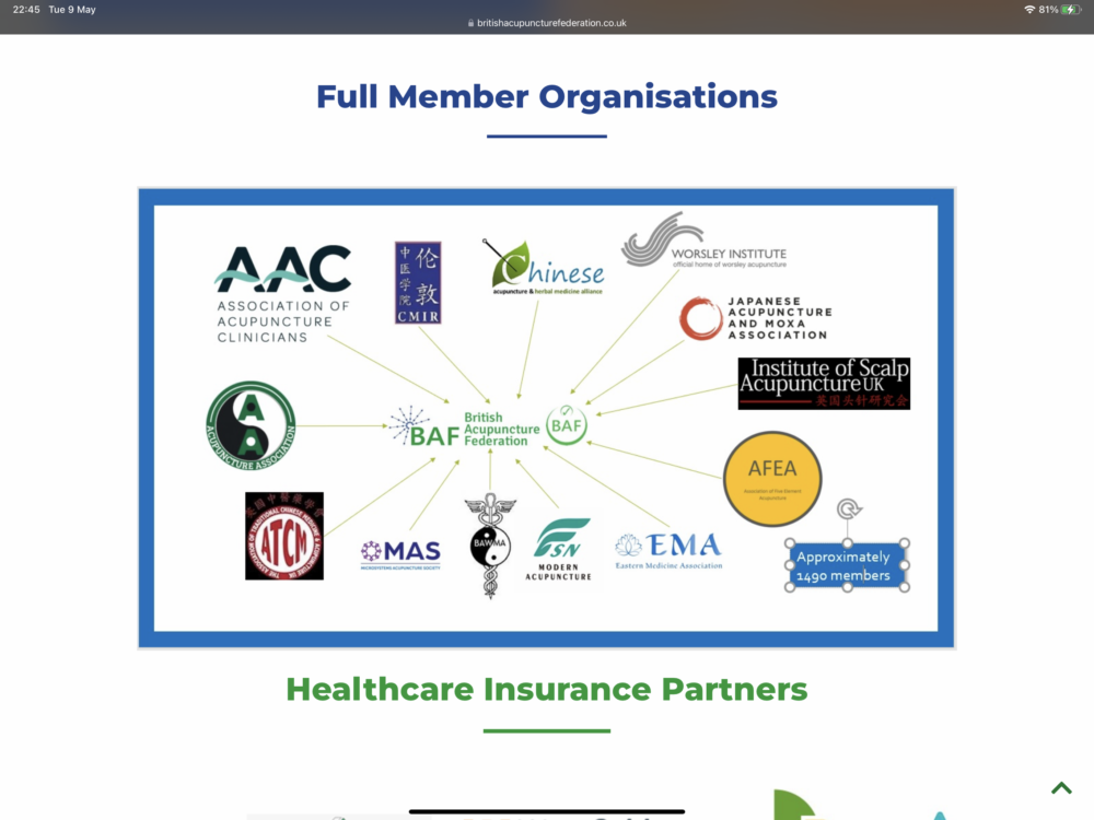 英國有不少的針灸學會或聯盟。最好揀些入了會後，可一併參加他們的保險計劃，就不用麻煩了。