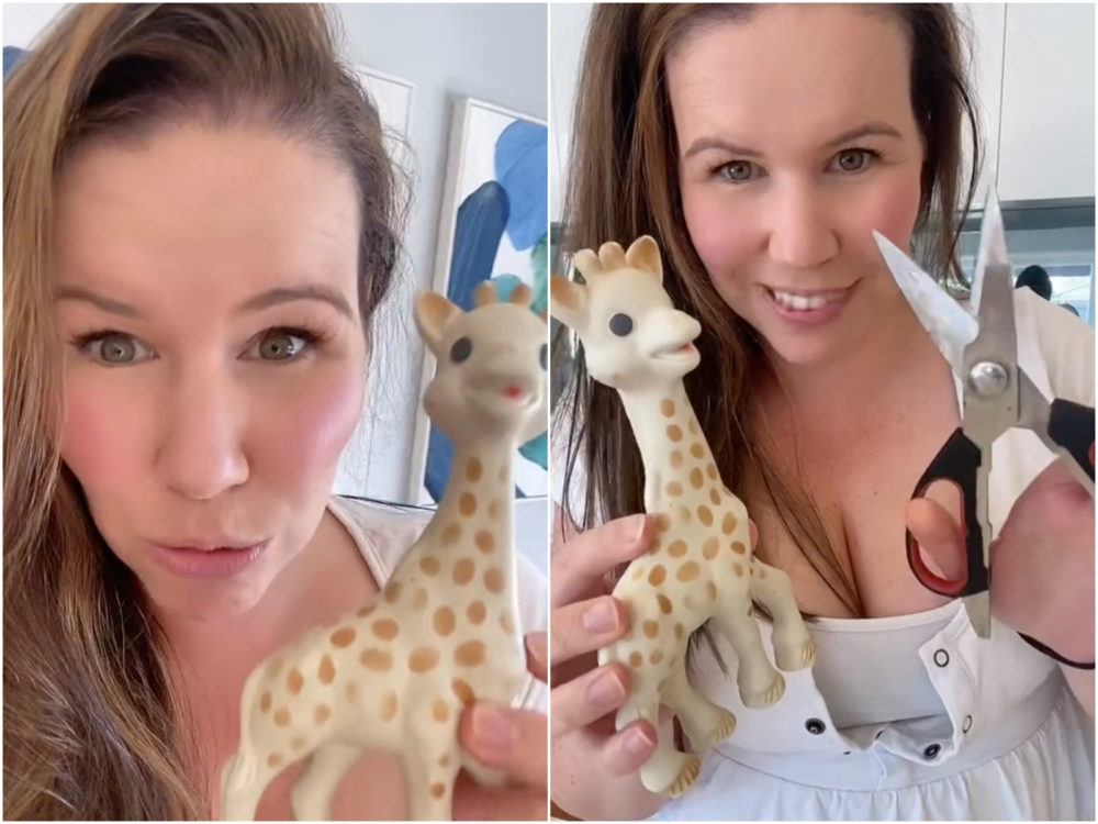 媽媽因為好奇而剪開固齒器內部，結果發現長滿黴菌。