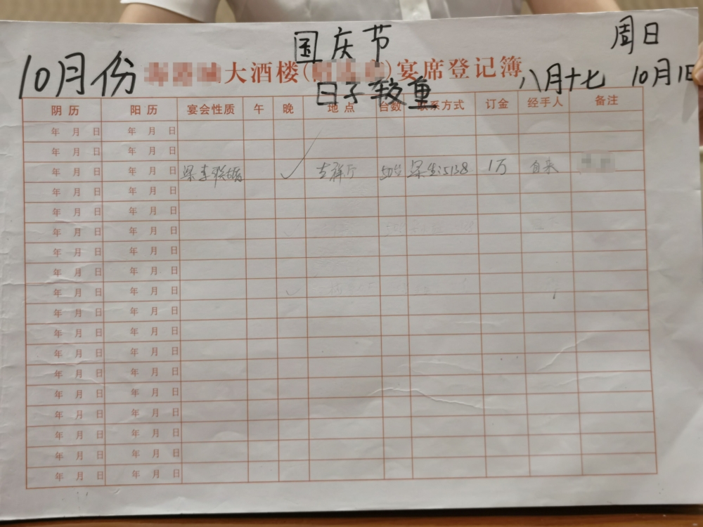 未來老爺訂50枱酒席。