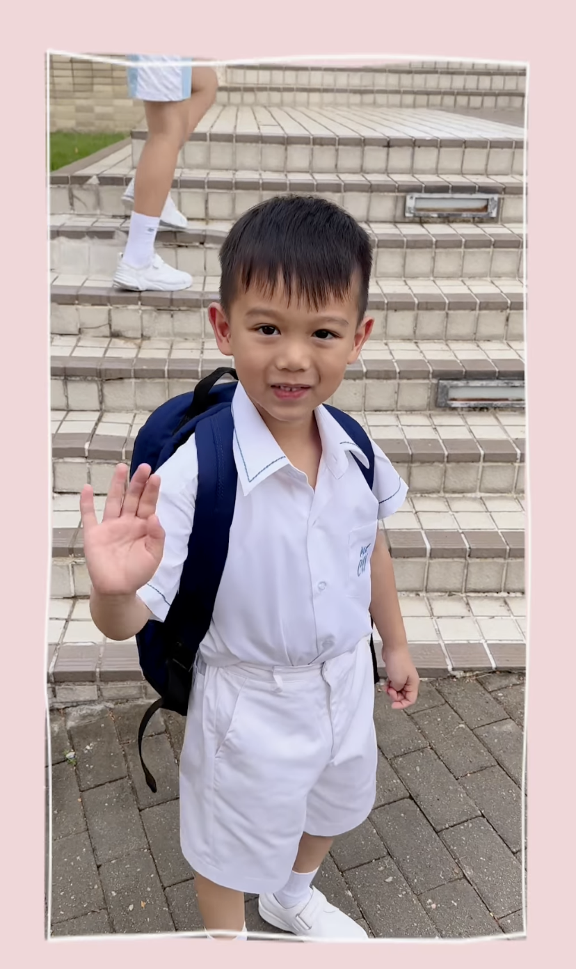 胡杏兒大仔小學一年級開學！