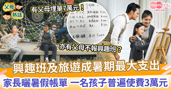【暑假帳單】興趣班及旅遊成暑期最大支出 一名孩子普遍使費3萬元 家長銀包失守