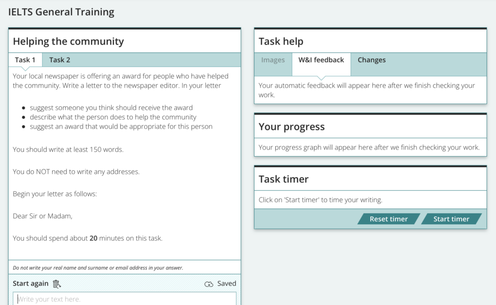 Write and Improve with Cambridge設有針對IELTS的寫作練習。