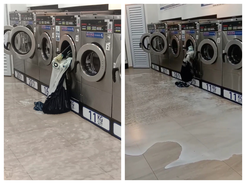 物體被甩出洗衣機。