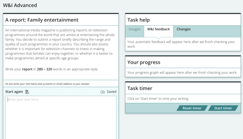 Write and Improve with Cambridge為學生提供免費的寫作練習平台。