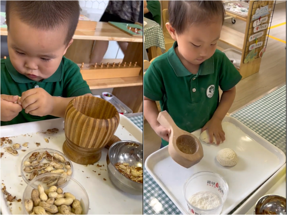 山東省諸城市青藍大風車幼兒園的幼童會進行相對安全的遊戲。