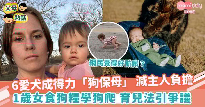 【寵物保母】由6隻牧羊犬帶大 1歲女食狗糧學狗爬　母親放任式育兒法引爭議