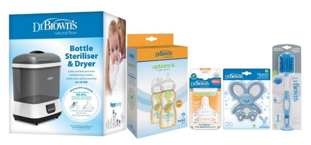 Dr. Brown's 奶樽消毒及烘乾機 (HEPA 過濾功能) + Options+ PPSU 仿母乳排氣奶樽 優惠套裝 特價$998 (原價$1,347)