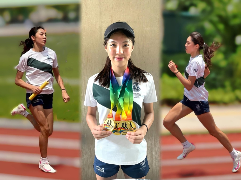 譚耀文13歲的愛女Tamia就讀哈囉國際學校，是一名運動健將。