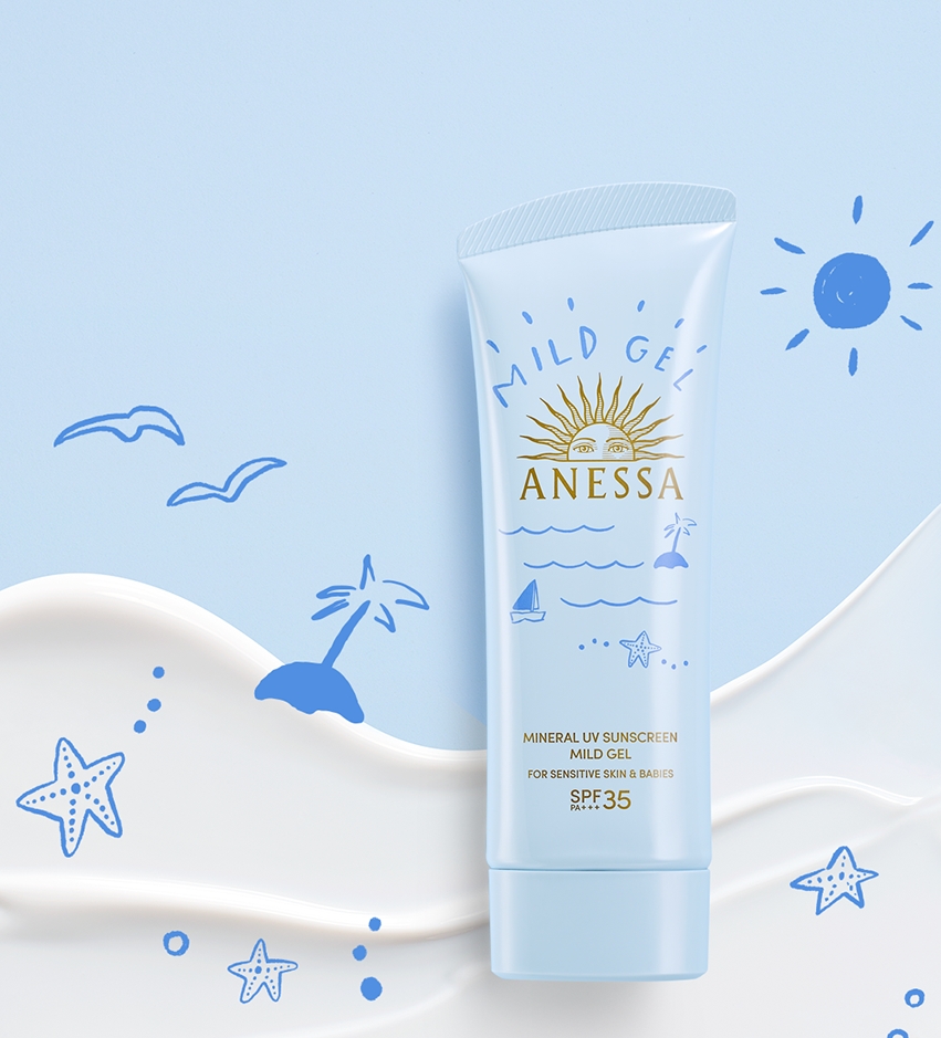 ANESSA純物理補濕UV乳霜SPF35 PA+++，純物理防曬配方，不添加紫外線吸收劑，成分不容易被皮膚吸收，高安全性，通過皮膚科醫生測試，敏感肌膚或 6 個月以上嬰幼兒適用。只要用一般潔膚產品能輕易去除，全家都可以安心使用。