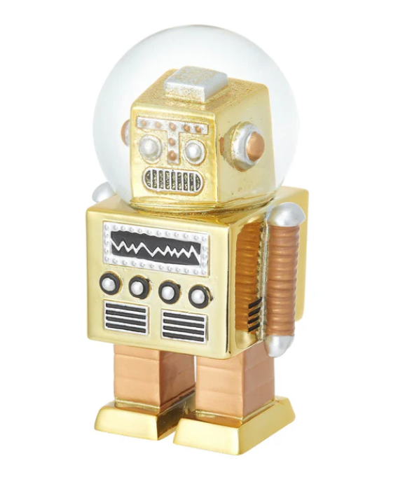 Snow Globe Robot Medium Gold
