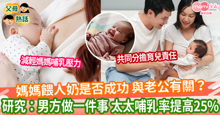 【媽媽哺乳】媽媽餵人奶是否成功 與老公有關？ 研究：男方做一件事 太太哺乳率提高25%