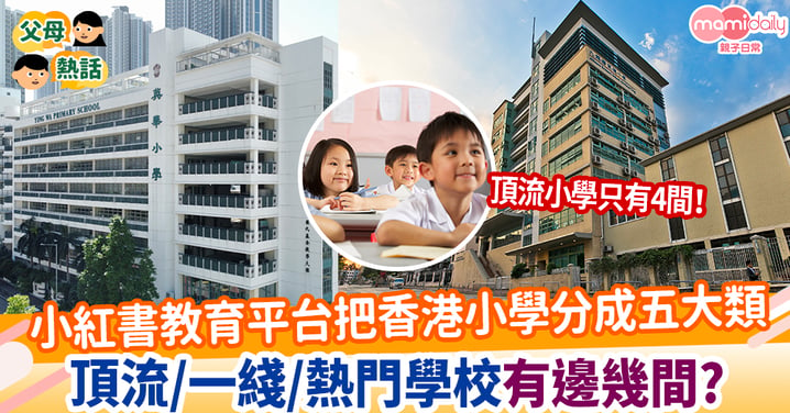 【香港小學】小紅書教育平台把香港小學分成五大類 頂流/一綫/熱門學校有邊幾間?