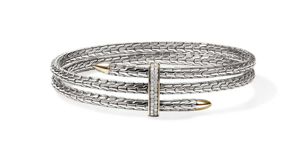 Spear 14K Gold & Silver Diamond Pave (0.23ct) Double Flex Cuff $30,890