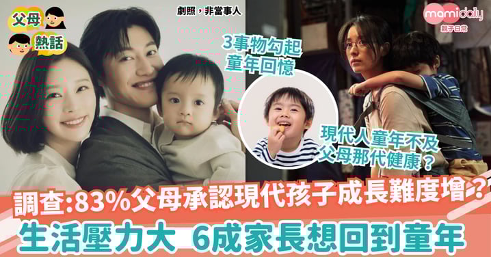 【父母共鳴】調查:83%父母承認現代孩子成長難度增? 生活壓力大 6成家長想回到童年