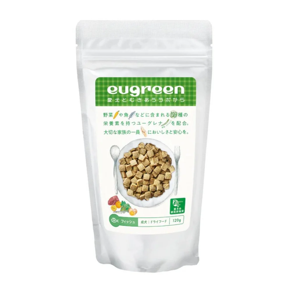 eugreen全齡犬乾糧 - 魚肉配方，高比例國產金槍魚搭配超級食物 Euglena，提供 59 種動植物營養素，從內而外全面支持健康。