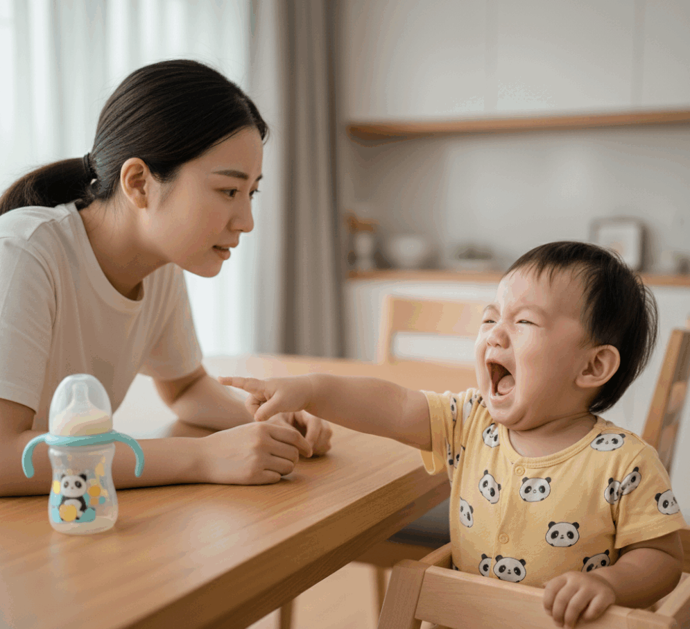 平時可以引導寶寶用動作和語言代替尖叫來表達自己。