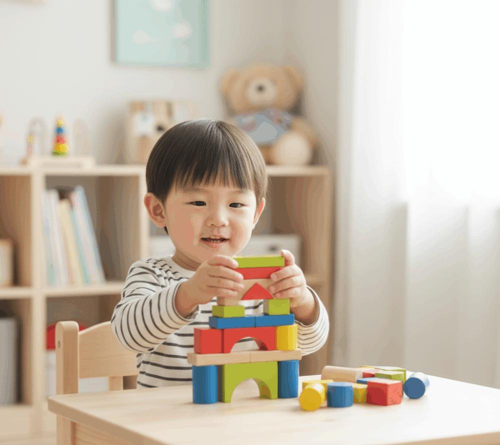 幼兒砌積木可以訓練手眼協調能力及建立視覺空間槪念