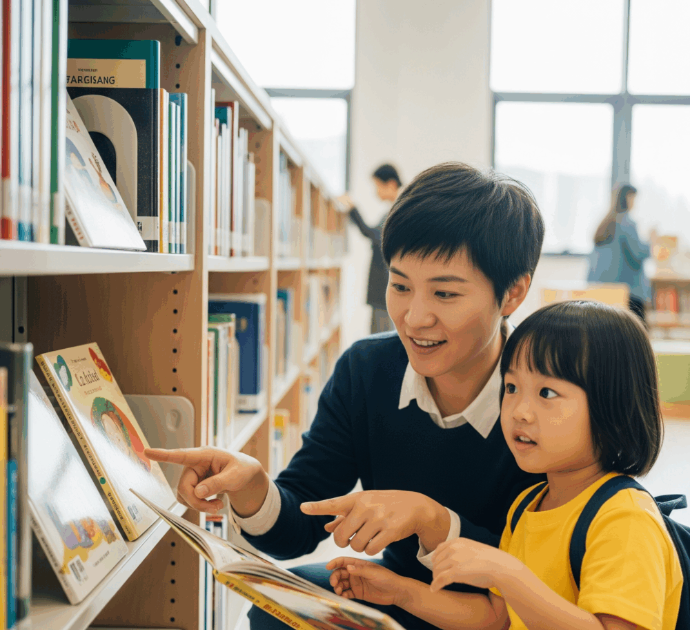 家長可以陪伴幼兒到圖書館選擇喜歡的圖書