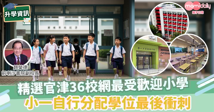 【升小】精選官津36校網每個網一至兩間最受歡迎小學