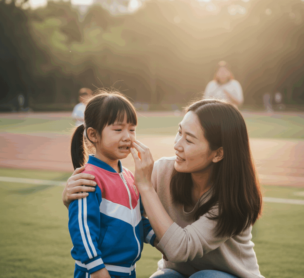 當孩子遇到挫折，成人可以接納孩子的情緒，讓他們知道感到難過、失望是正常的。