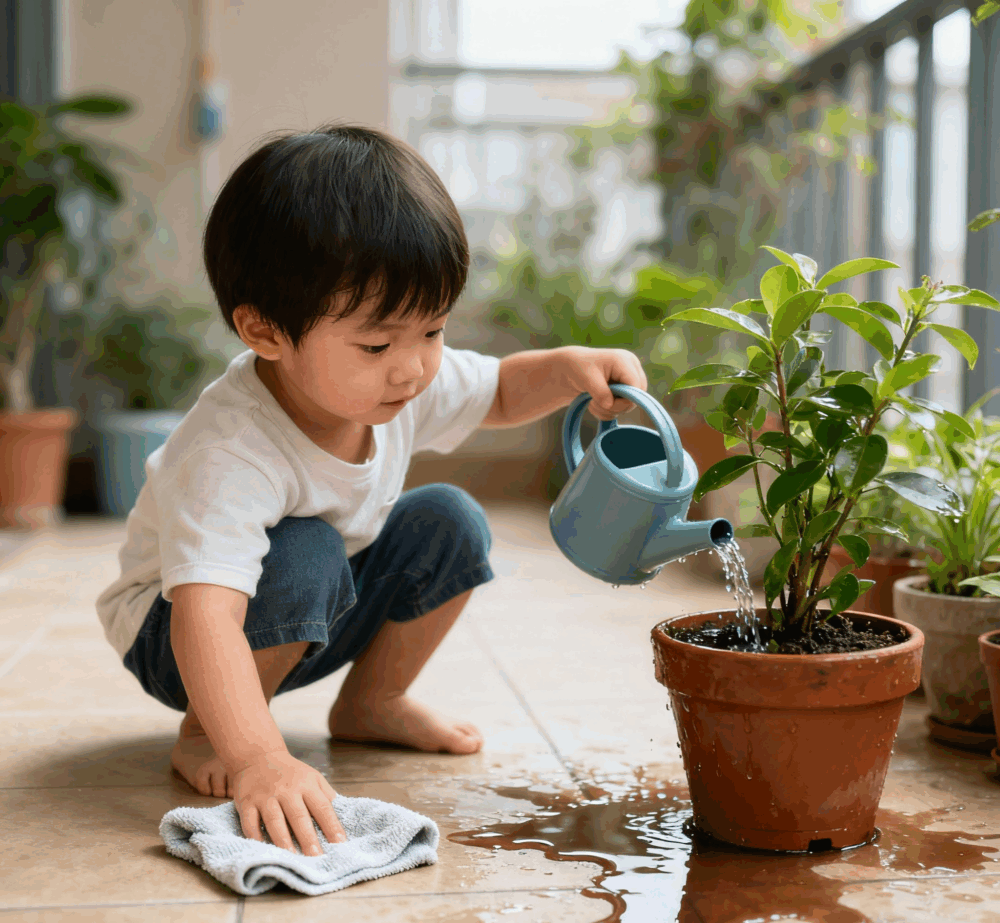 當孩子犯錯時，我們可以引導孩子嘗試解決問題。