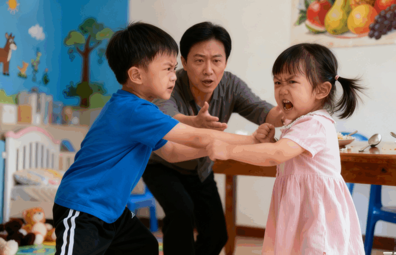 當成人一看到攻擊行為，需要即時介入，以確保安全。