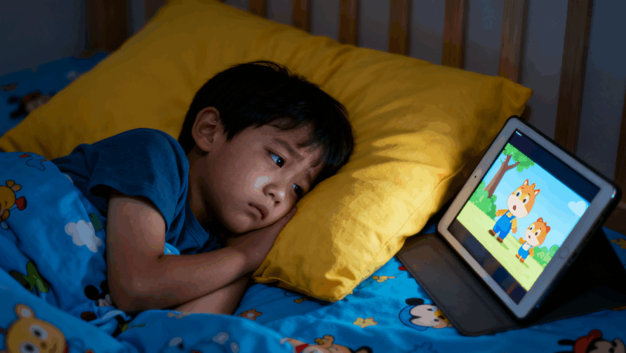睡刪使用電子產品會令孩子難以入睡。