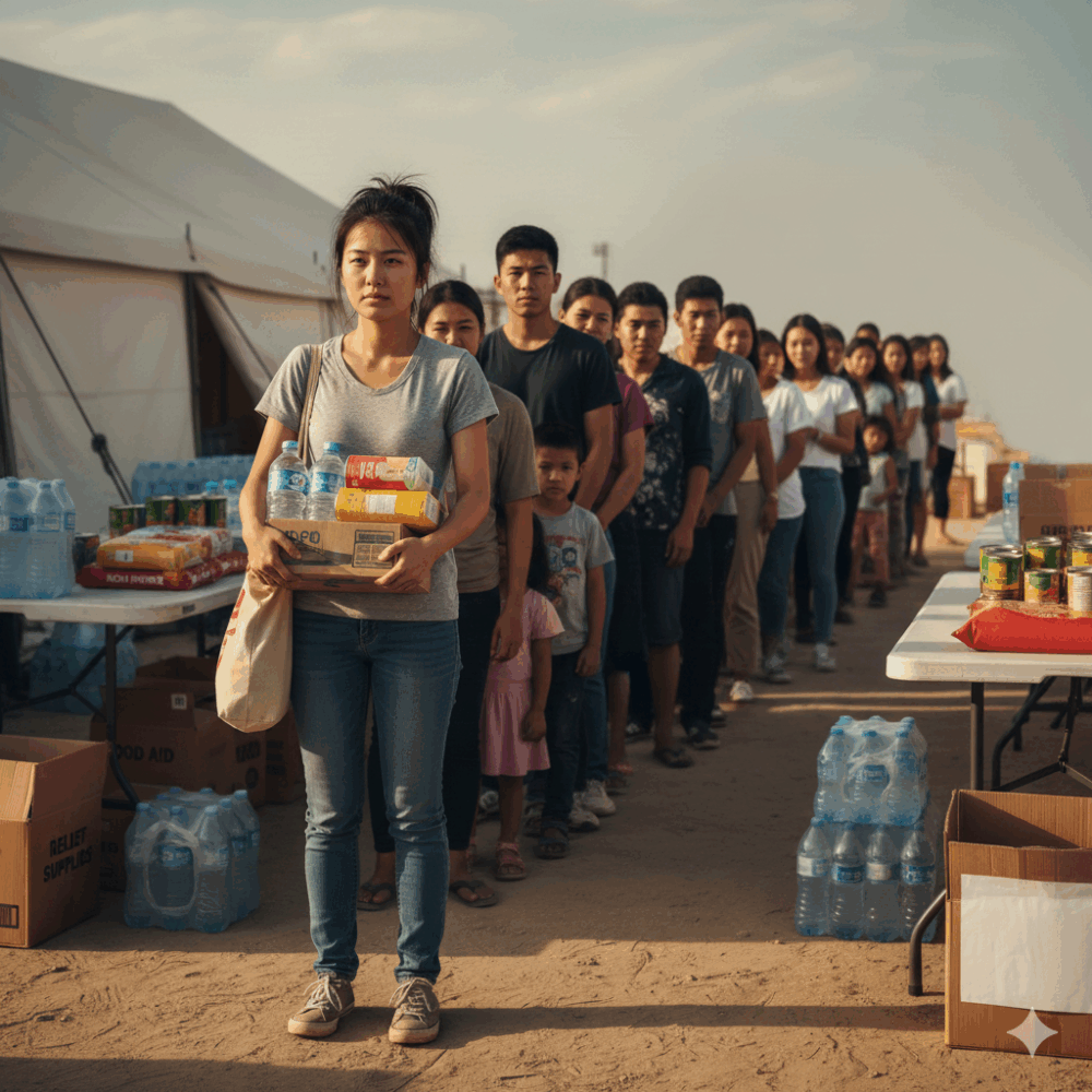 一位女網民在社交平台Threads分享了自己為父母領取物資的經歷