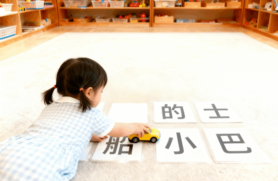 如果孩子喜歡玩玩具車，他們一定會愛上字卡馬路的遊戲。