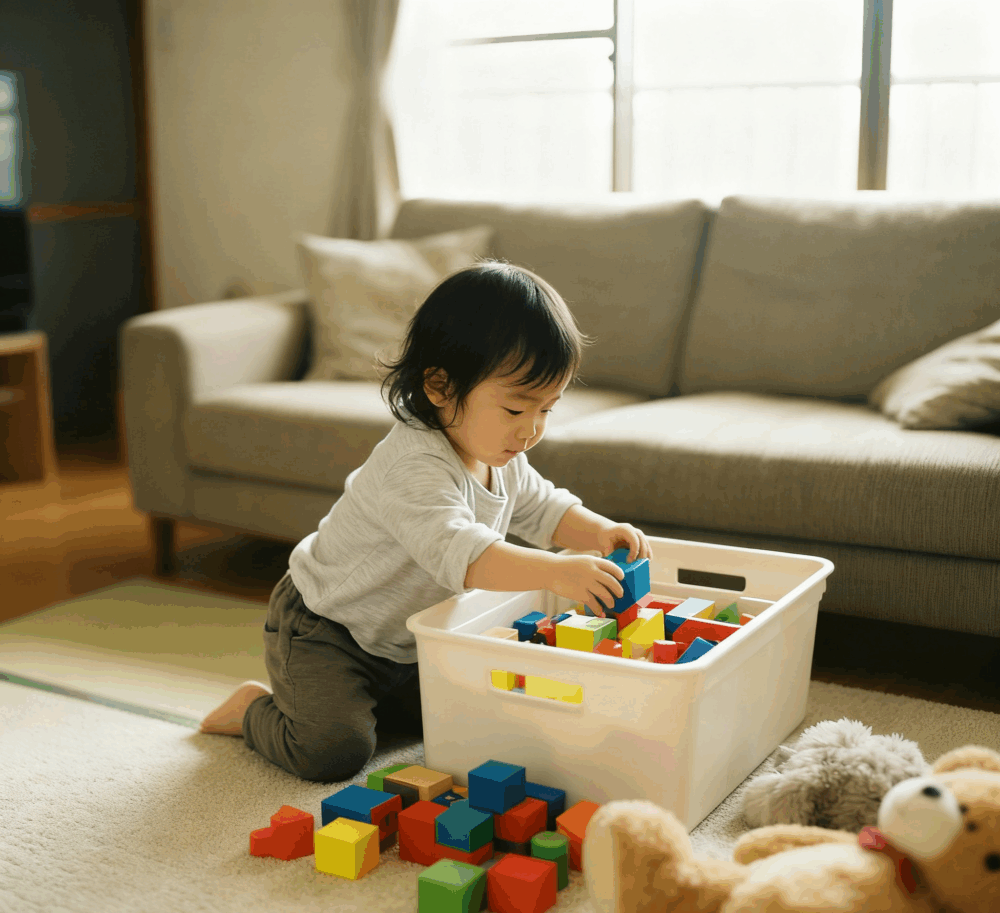 2-3歲的幼兒可以嘗試收拾玩具入玩具箱。