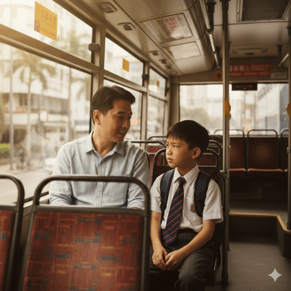 爸爸提起大埔火災，用孩子能理解的方式，耐心講述火災的成因與救援困難