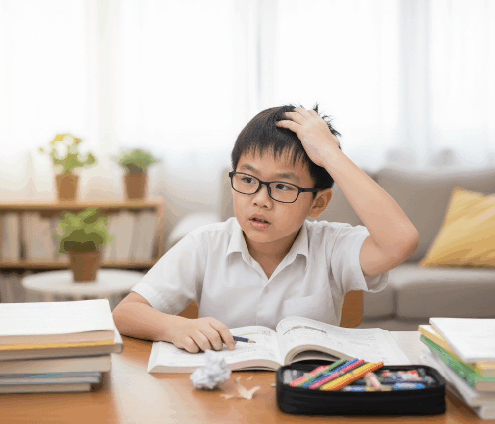 孩子不懂得做功課時，家長可以鼓勵孩子先將題目讀三次，才問家長。