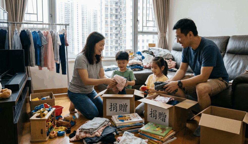與孩子整理舊衣服和舊玩具，不但能使家中更整潔，更能讓孩子學習分享。