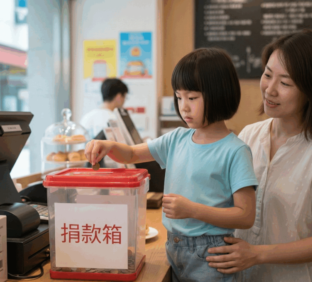 孩子可以透過捐款幫助受火災影響的居民。